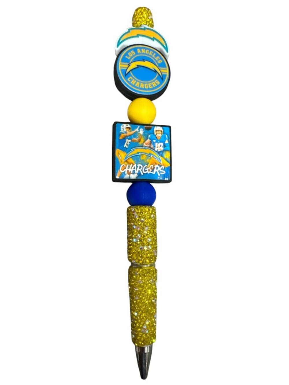 Los Angeles Chargers Beaded Glitter Pen Blue & Yellow NFL Sports Team Gift